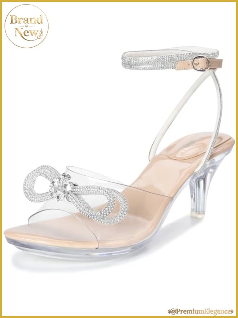 Rhinestone Strappy Clear Heels Ankle Strap Platform Sandals Slingback Stiletto